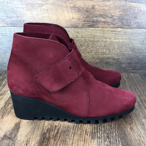 Arche Shoes - Arche Suede Red Wedge Booties Size 37
